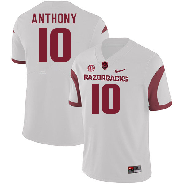 Men #11 Jordan Anthony Arkansas Razorbacks College Football Jerseys Stitched-White